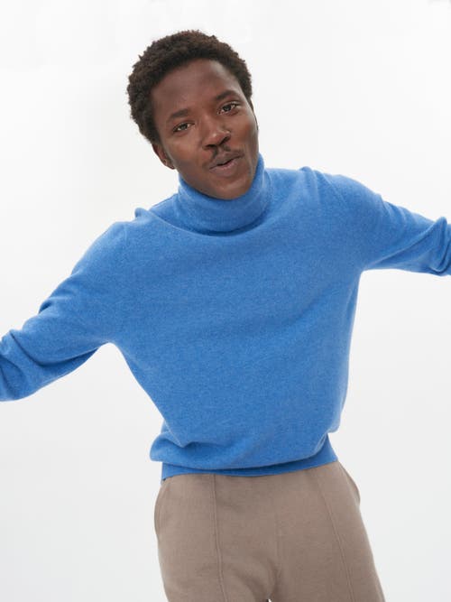 Shop Gobi Cashmere Turtle Neck In Blue