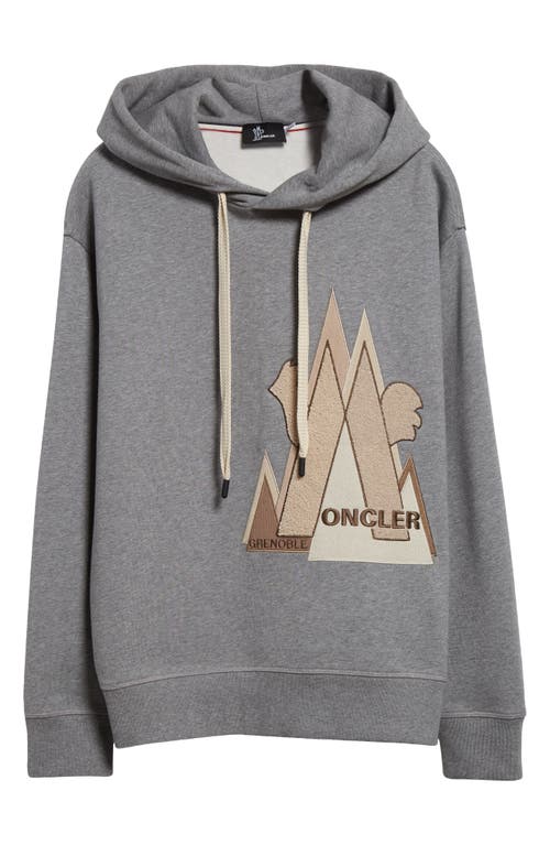 Moncler Cotton Hoodie With Hood And Drawstring In Light Grey