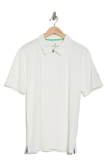Tom Baine Quarter Zip Golf Polo In White