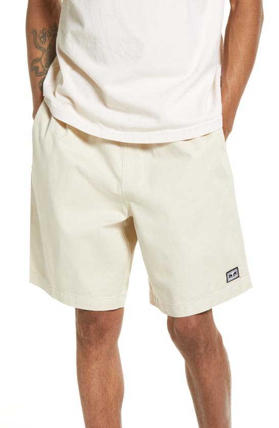 Obey Easy Relaxed Cotton Twill Shorts In Clay