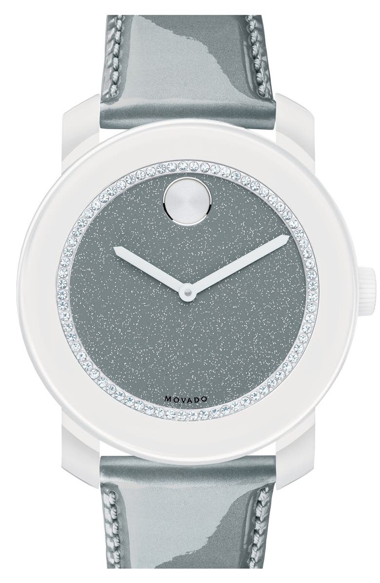 Movado Bold Glitter Dial Leather Strap Watch 42mm Nordstrom