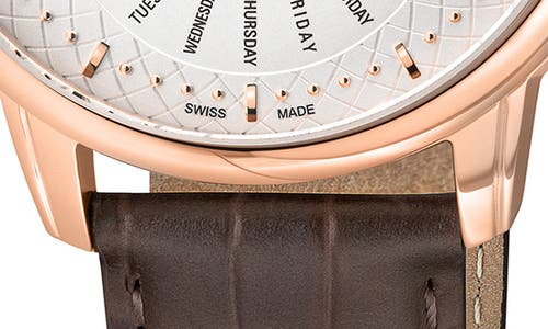 Gv2 Rovescio Croc Embossed Leather Strap Watch, 42mm In Brown