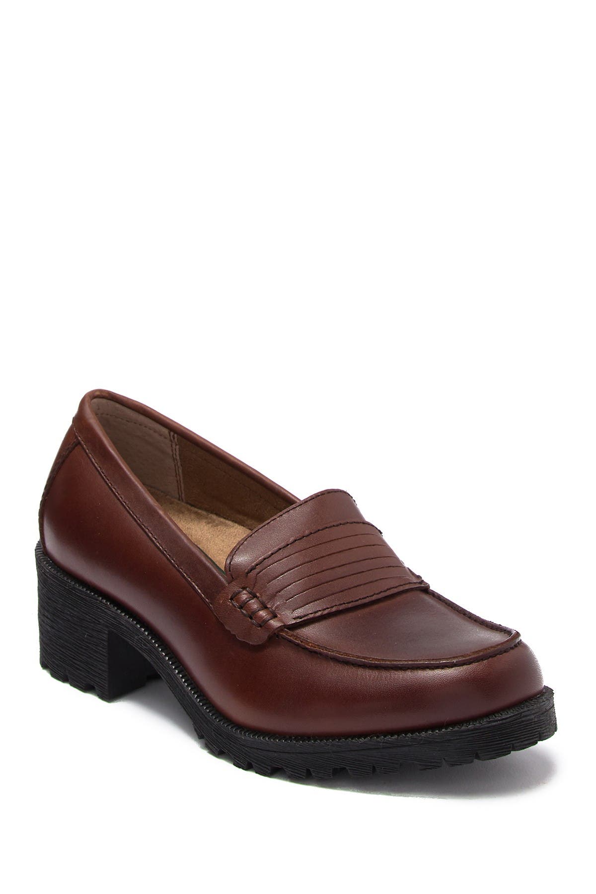 Newbury Leather Block Heel Loafer 