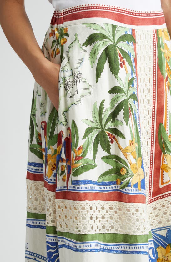 Shop Farm Rio Tropical Destination Linen Blend Skirt In Off-white