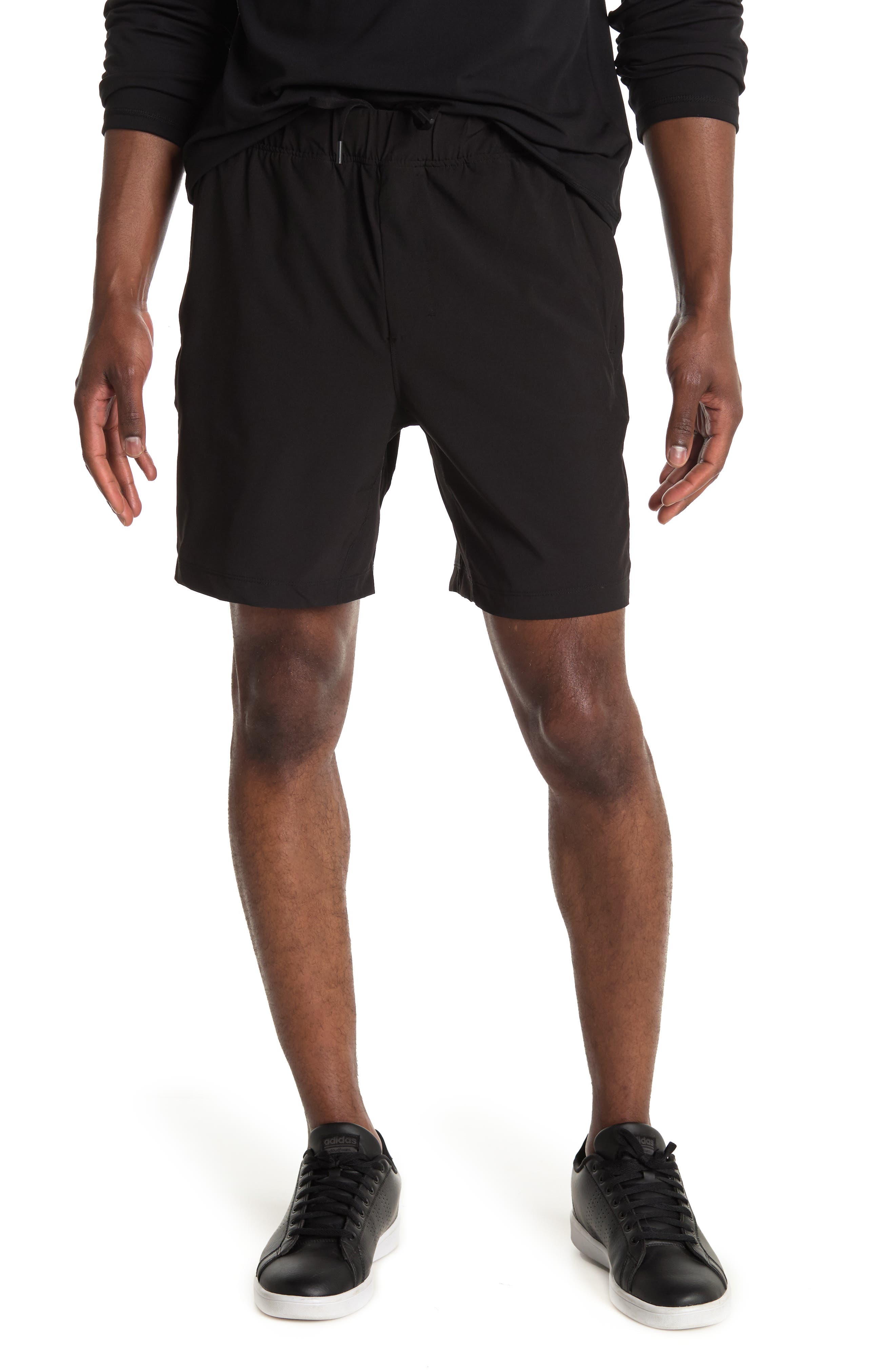 black zip pocket shorts