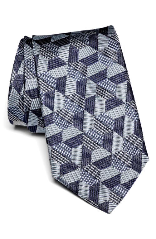 Holton Jigsaw Silk Tie in Blue