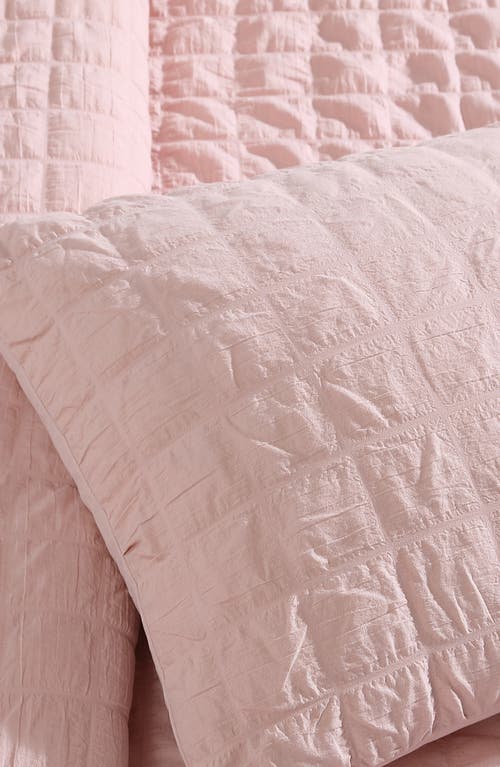 Tahari Grid Seersucker 3-piece Comforter Set In Peach Whip