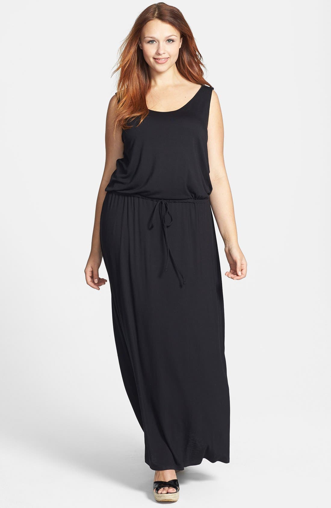 Caslon® Drawstring Waist Maxi Dress (Plus Size) Nordstrom