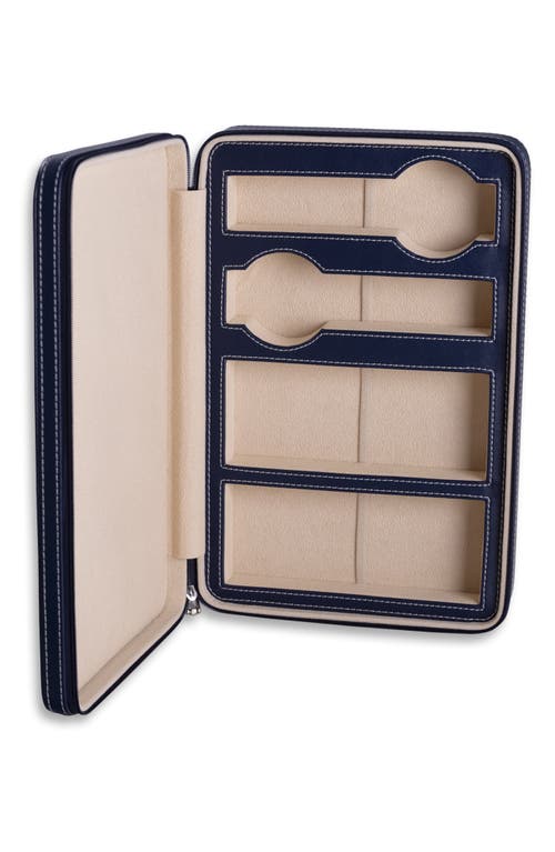 Bey-berk Leather Watch & Glasses Case In Blue