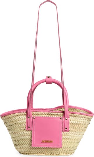 jacquemus pink straw bag