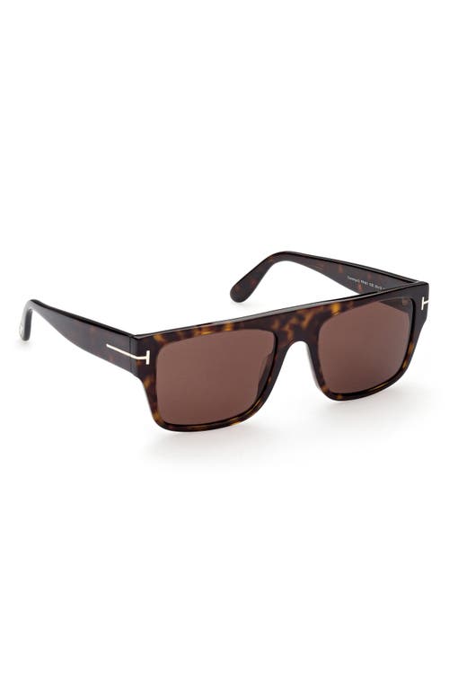 Shop Tom Ford Dunning 55mm Rectangular Sunglasses In Shiny Dark Havana/brown