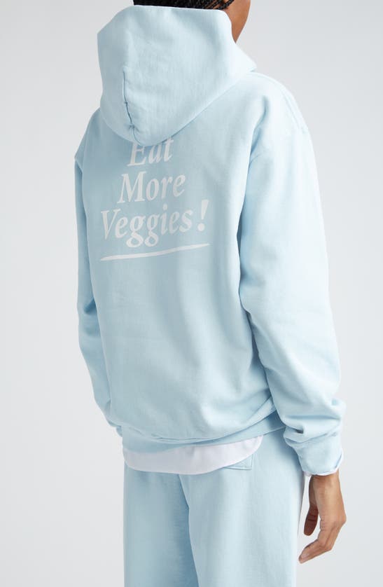 Shop Sporty And Rich Sporty & Rich Eat More Veggies Cotton Graphic Hoodie In Baby Blue