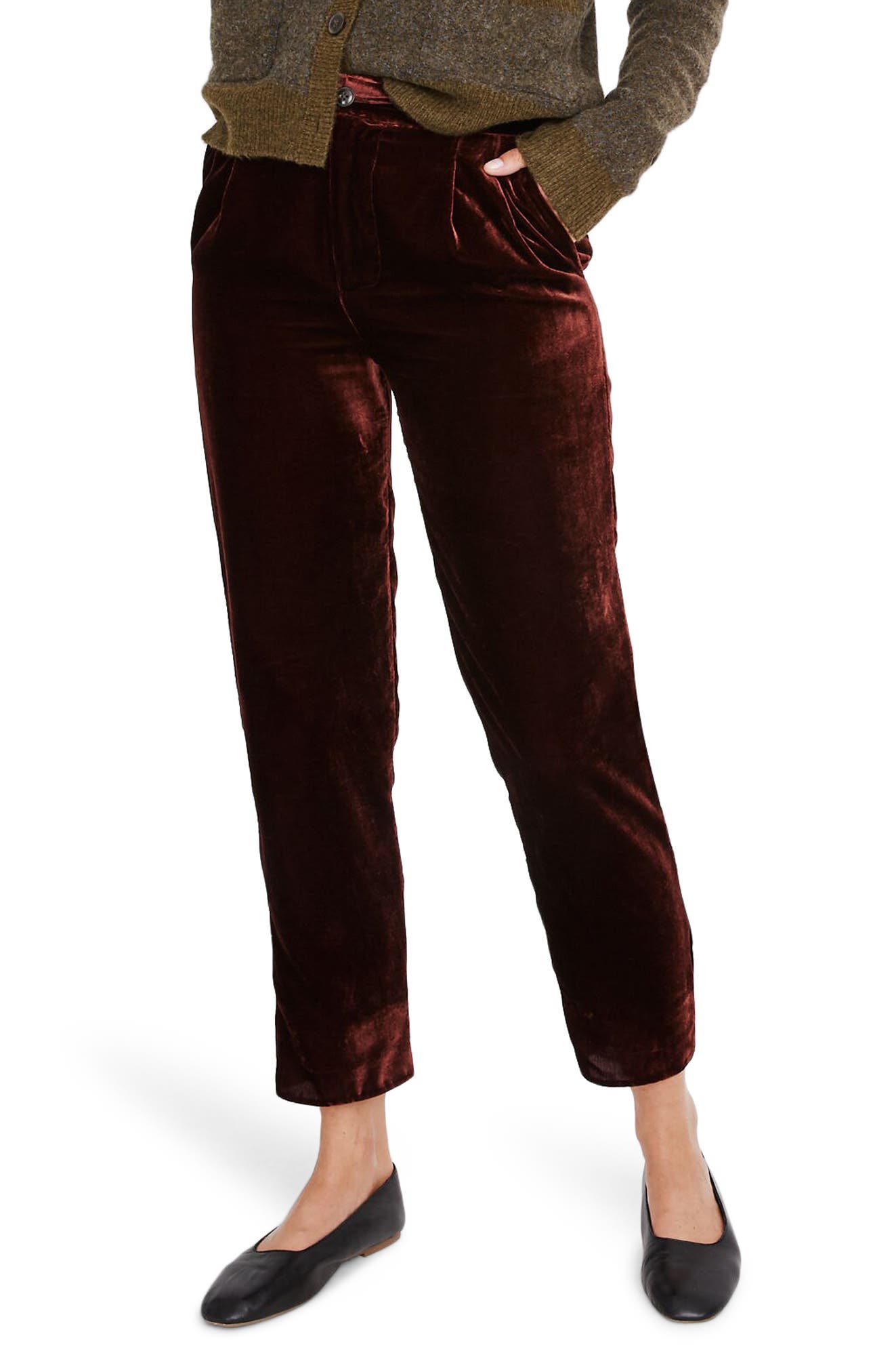 Madewell Velvet Tapered Pleat PullOn Pants Nordstrom