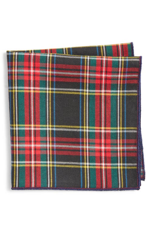 Holiday Plaid Cotton Pocket Square in Red