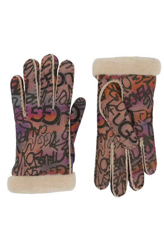 Ugg Classic Genuine Shearling Suede Gloves In Graffiti Multi