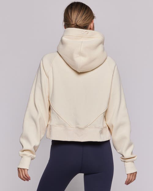 Rebody Active Effortless Fleece Half Zip Hoodie In Bone