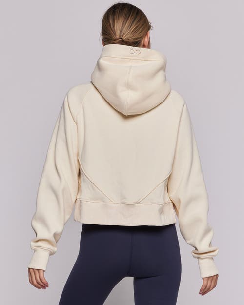 Shop Rebody Active Effortless Fleece Half Zip Hoodie In Bone