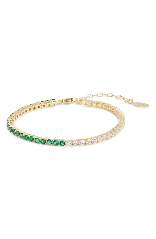 Half & Half Cubic Zirconia Tennis Bracelet in Gold/Green/White