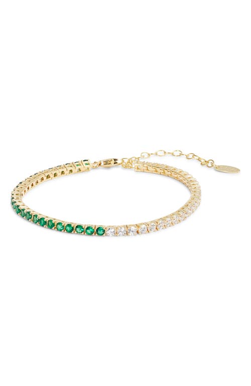 Shop Shymi Half & Half Cubic Zirconia Tennis Bracelet In Gold/green/white