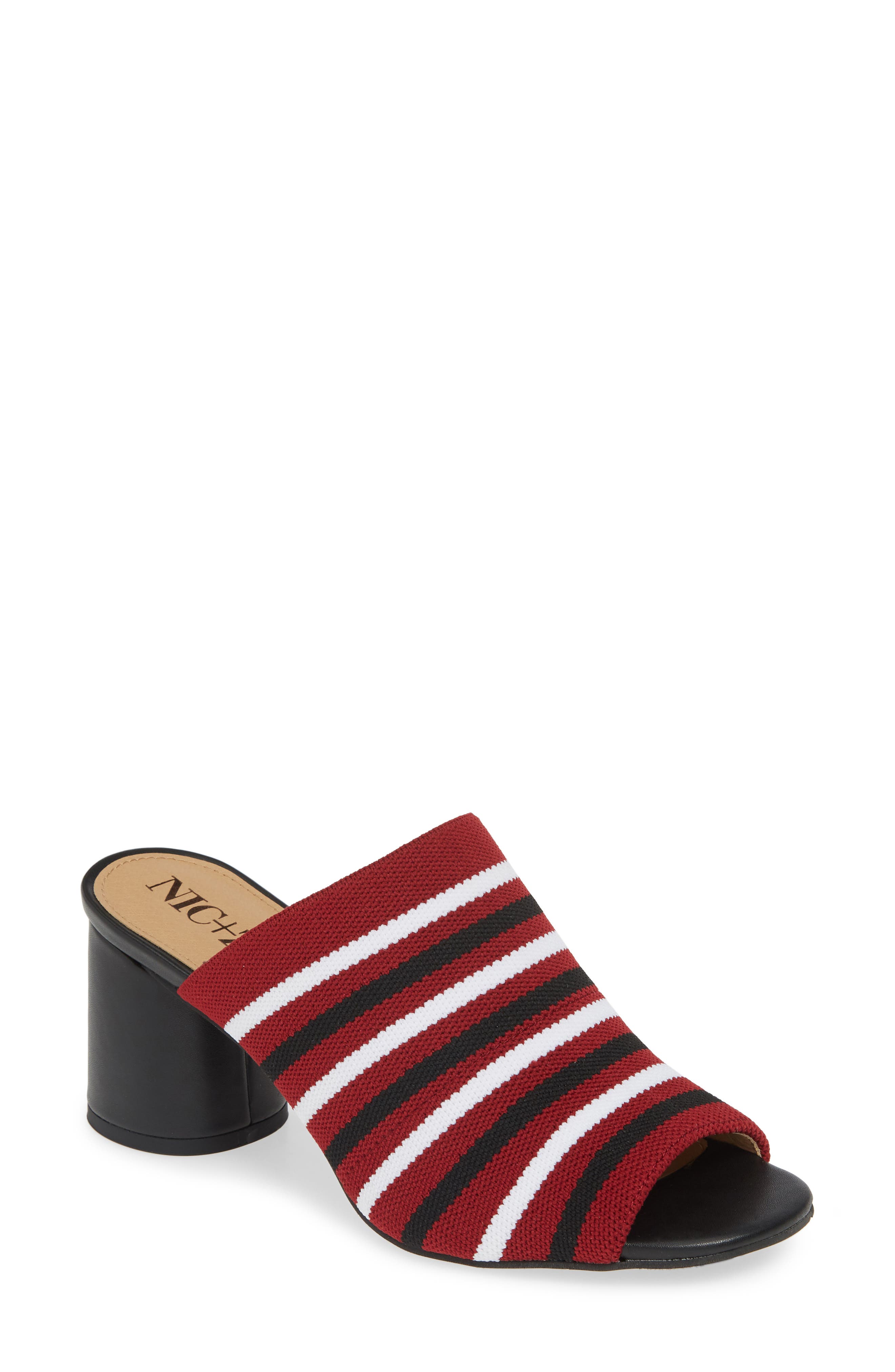 Nic+Zoe Padma Stripe Knit Mule Sandal, Red
