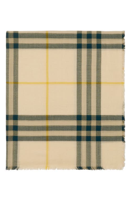 Shop Burberry Giant Check Lightweight Wool Scarf In Candle