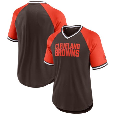 Women's Fanatics Branded Brown/Orange Cleveland Browns True to Form Raglan  Lace-Up V-Neck Long Sleeve T-Shirt