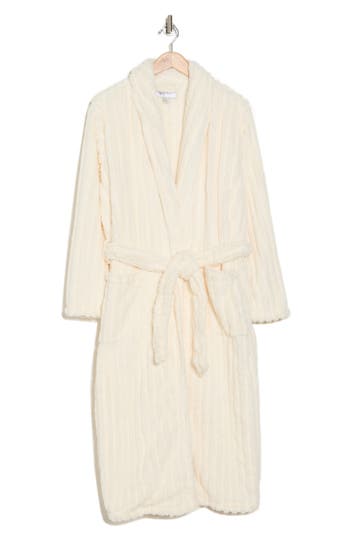 Nordstrom Rack Textured Plush Fleece Robe In Ivory Egret