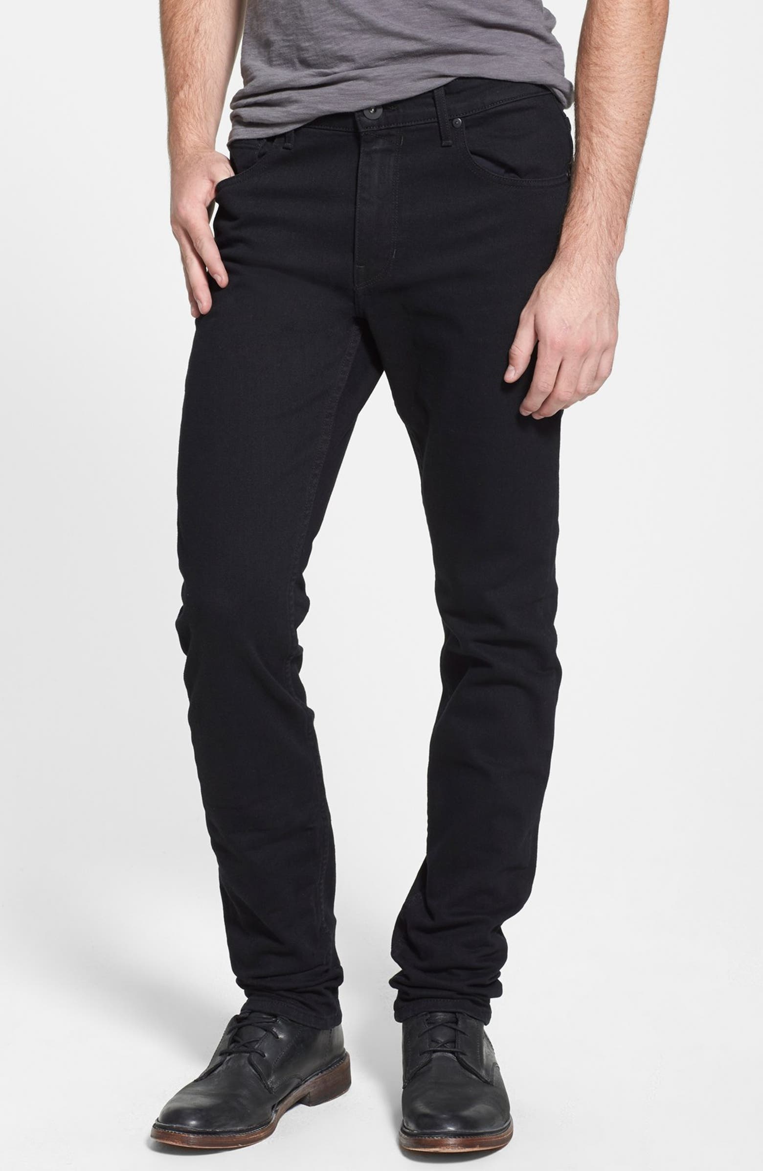 PAIGE Lennox Slim Fit Jeans (Black Overdye) | Nordstrom