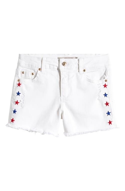 Tractr Kids' Star Embroidered Frayed Denim Shorts White at Nordstrom,