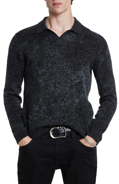 Shop John Varvatos Oliver Organic Cotton Jacquard Sweater In Charcoal Heather