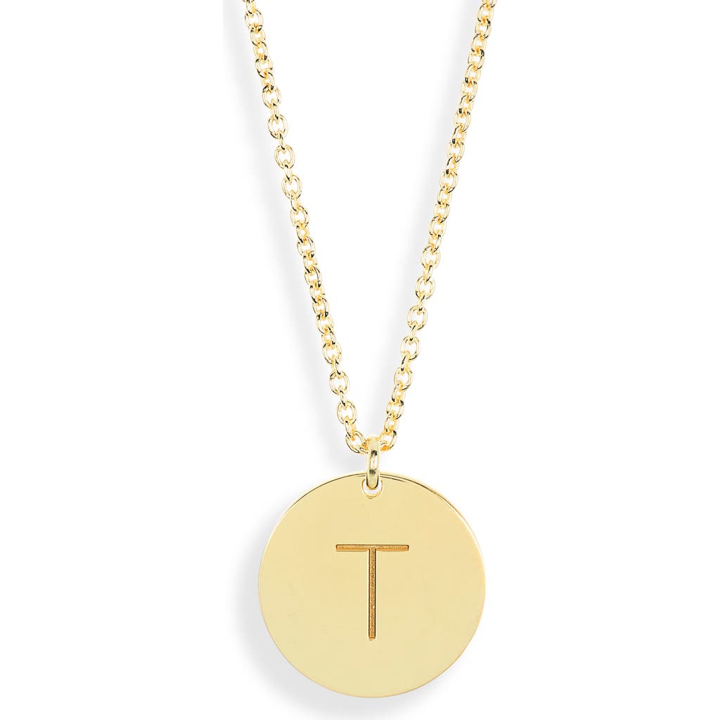 Meshmerise Initial Disc Pendant Necklace In Yellow-t