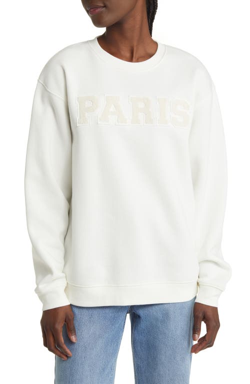 Vinyl Icons Paris Bouclé Patch Cotton Blend Sweatshirt in Natural