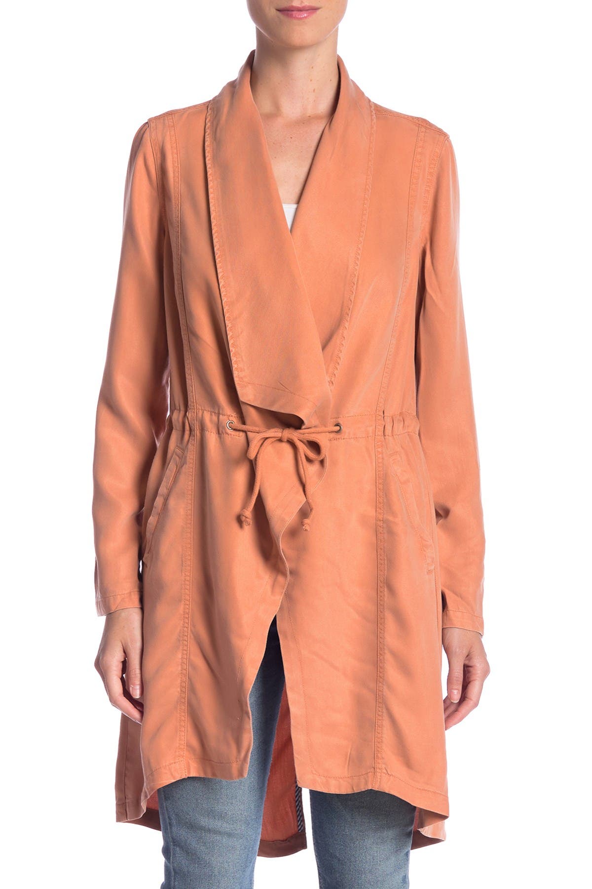 max jeans long drape front jacket
