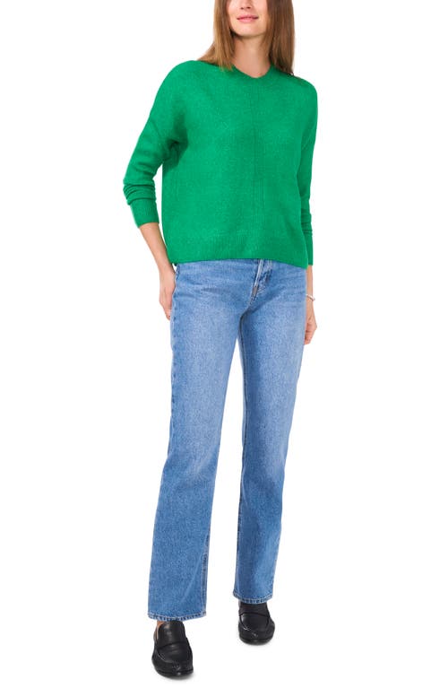 Shop Vince Camuto Cropped Crewneck Sweater In Electric Green