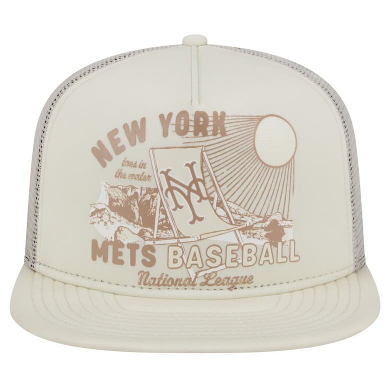 Shop New Era Khaki New York Mets Almost Friday A-frame 9fifty Trucker Snapback Hat