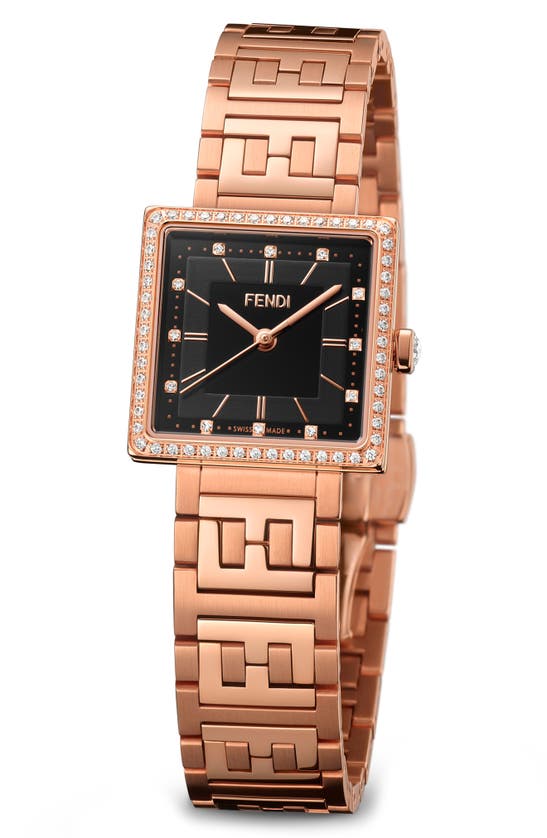 Shop Fendi Forever  Diamond Swiss Quartz Bracelet Watch, 23mm In Rosegold