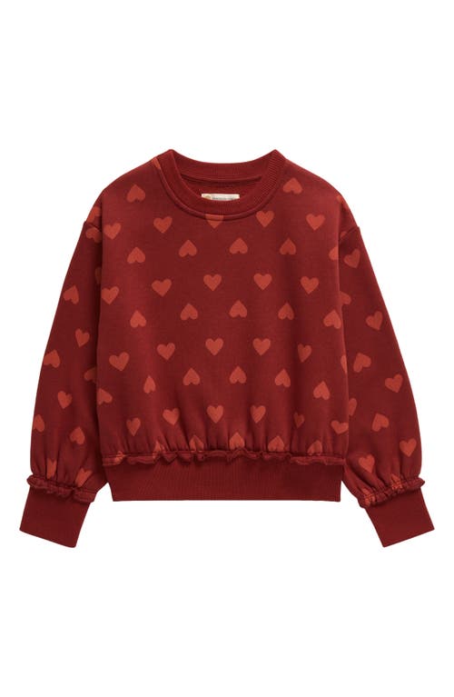 Tucker + Tate Kids' Ruffle Sleeve Sweatshirt in Red Ochre Aurora Hearts 