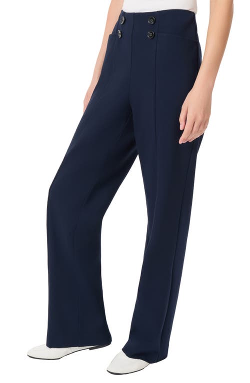 Shop Jones New York Button Detail High Waist Sailor Pants In Pacific Navy