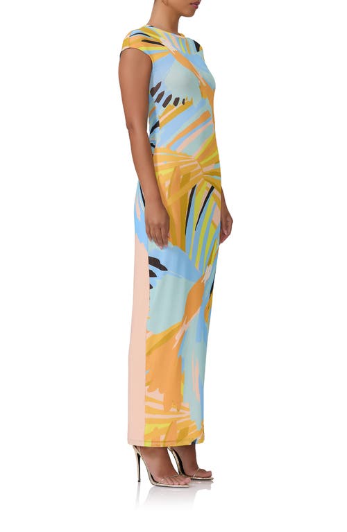 Shop Afrm Cody Print Cap Sleeve Mesh Maxi Dress In Bird Of Paradise