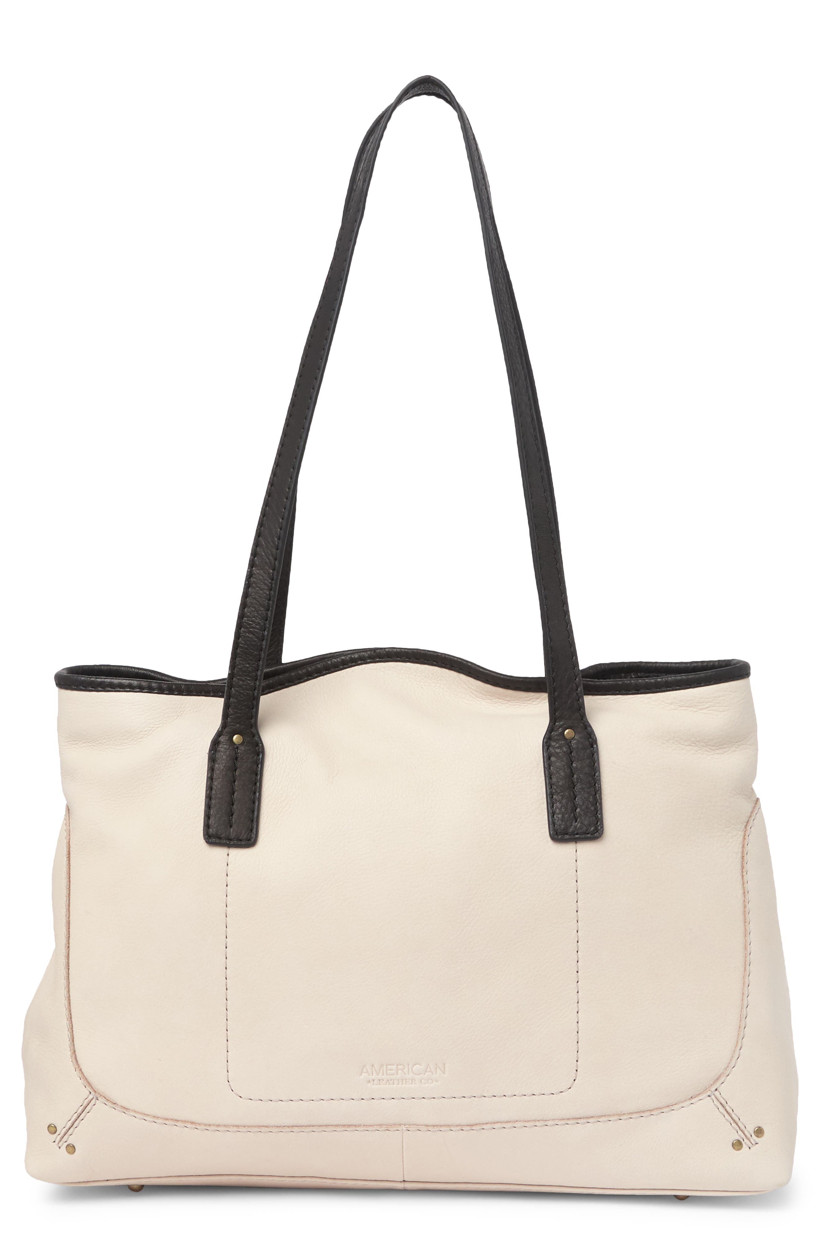 American Leather Co. Kadoka Leather Shopper In Stone With Black