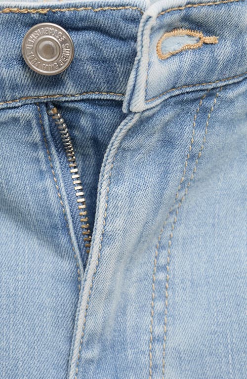 Shop Mango Slim Fit Slit Hem Capri Jeans In Medium Blue