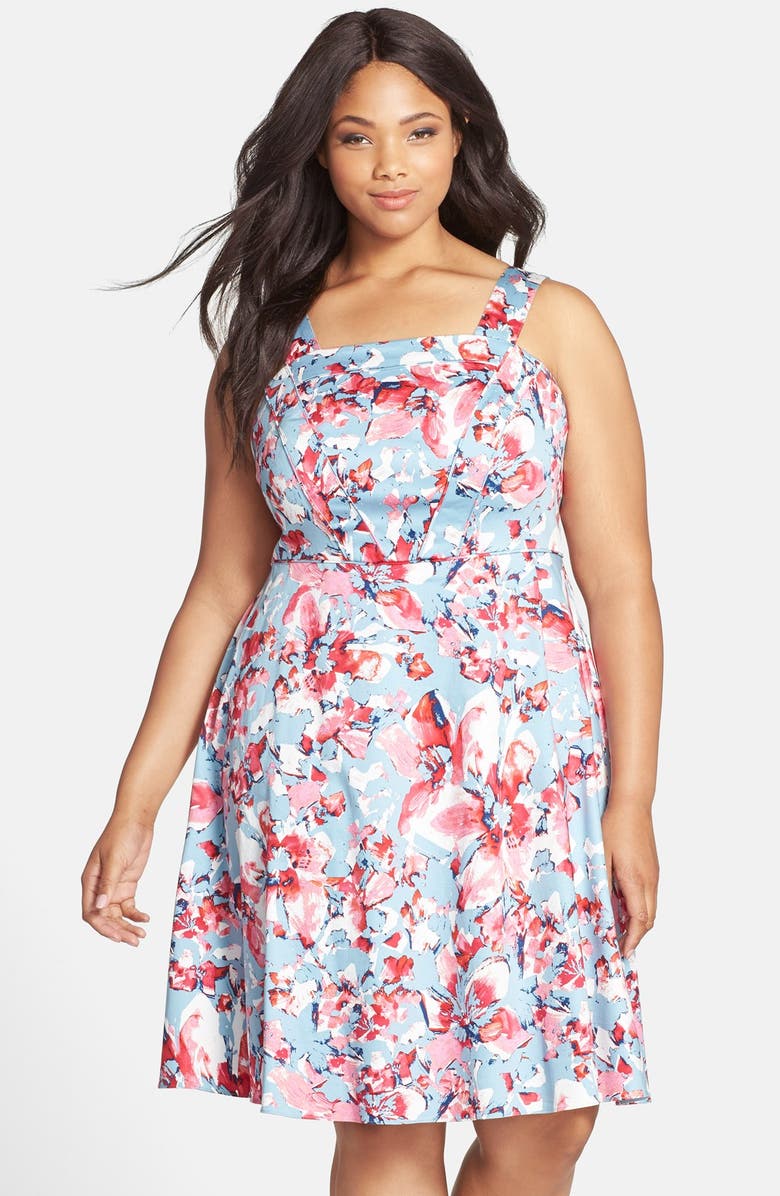 Adrianna Papell Floral Print Fit & Flare Sundress (Plus Size) | Nordstrom