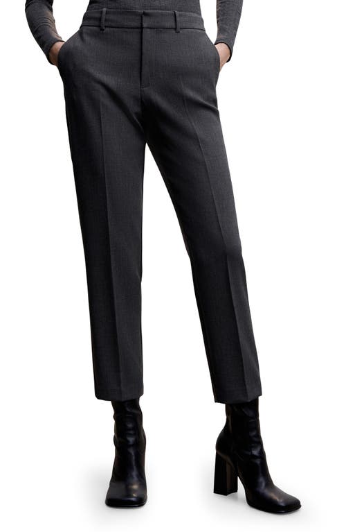 MANGO Crop Straight Leg Suit Pants in Light Heather Grey