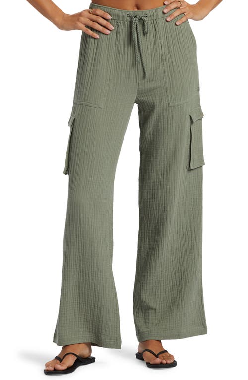 Roxy Precious Cargo Cotton Drawstring Pants Agave Green at Nordstrom,