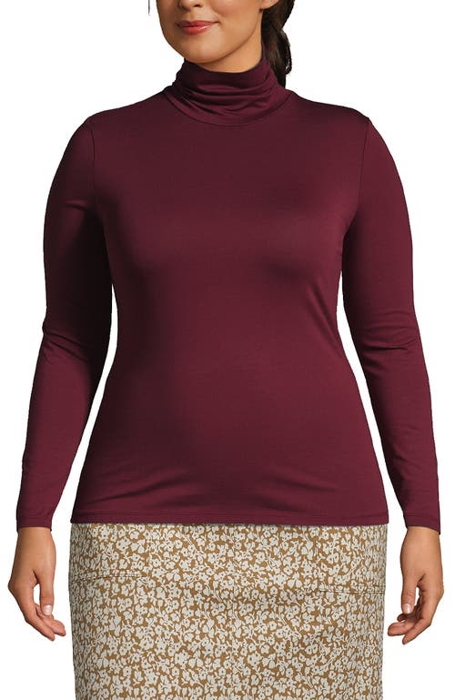 Shop Lands' End Plus Size Lightweight Jersey Skimming Long Sleeve Turtleneck In Rich Burgundy