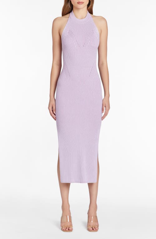 Taos Rib Knit Halter Midi Dress in Lavender