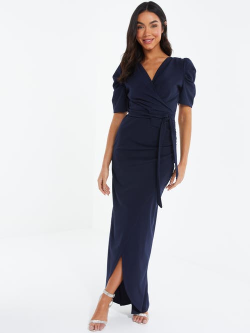 QUIZ Puff Sleeve Maxi Dress Navy at Nordstrom,