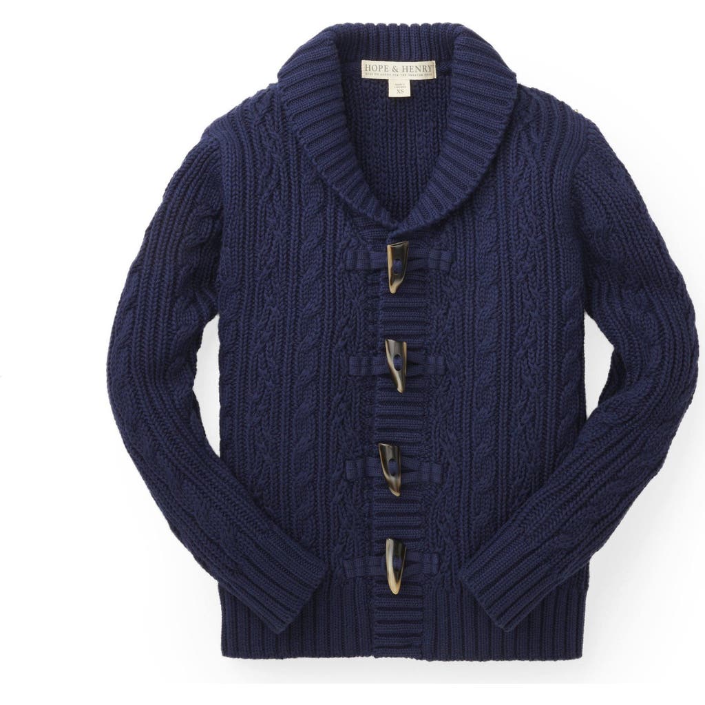 Hope & Henry Boys' Shawl Collar Cardigan, Kids In Navy With Toggles