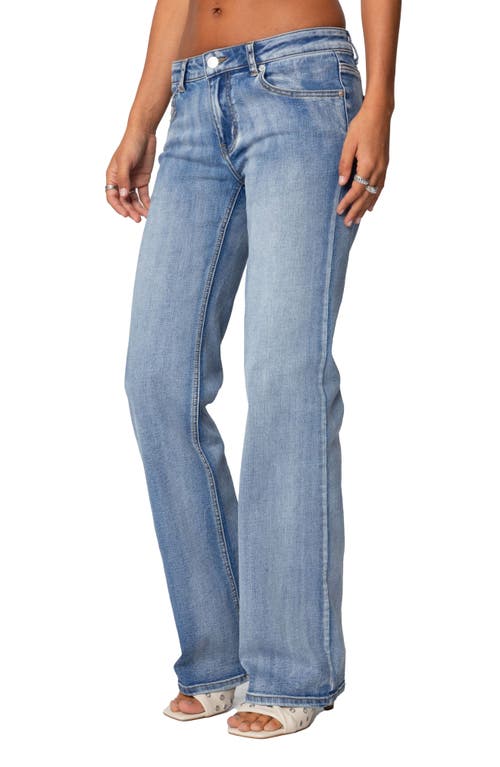 Edikted Low Rise Bootcut Jeans In Blue-washed