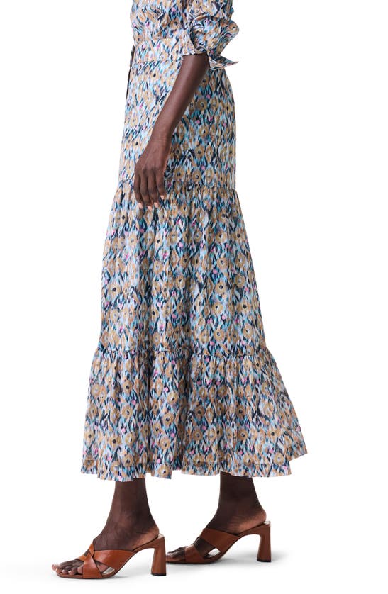 Shop Nic + Zoe Nic+zoe Up Beat Ikat Tiered Maxi Skirt In Blue Multi